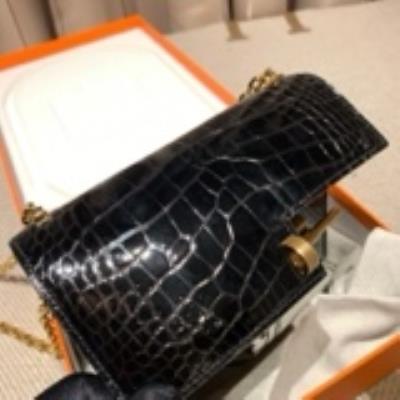 wholesale quality hermes verrou 17 shiny allligator noir ghw